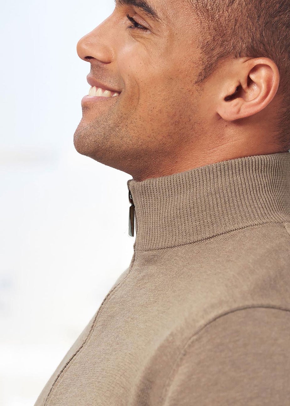 Cotton Traders Sandstone Cotton Zip-Through Cardigan