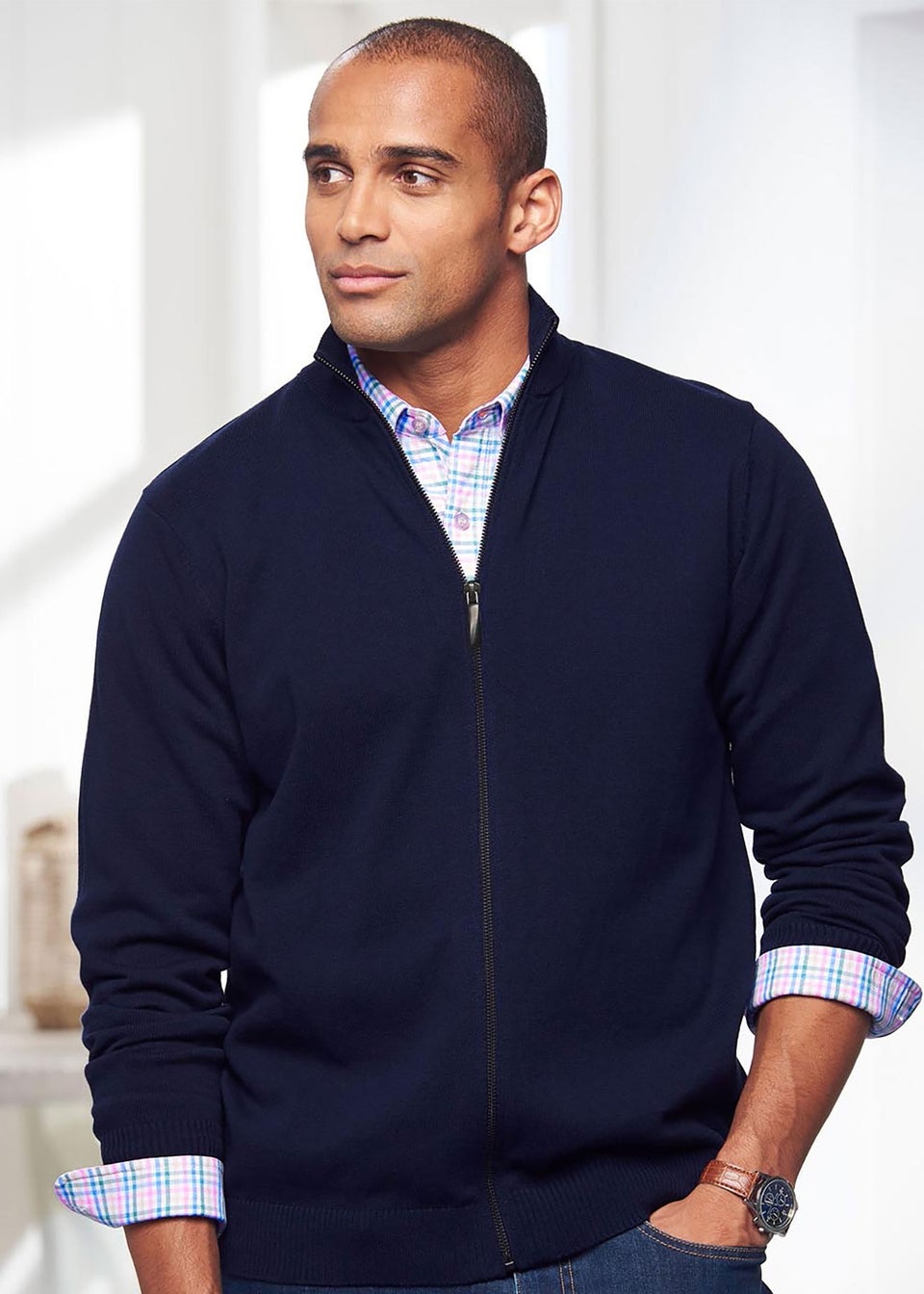 Cotton Traders Ink Cotton Zip-Through Cardigan