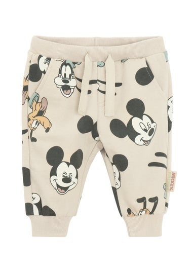 Cool Club Beige Mickey Mouse 2-Piece Printed Sweatshirt and Jogger Outfit Set (2-24 mnths)