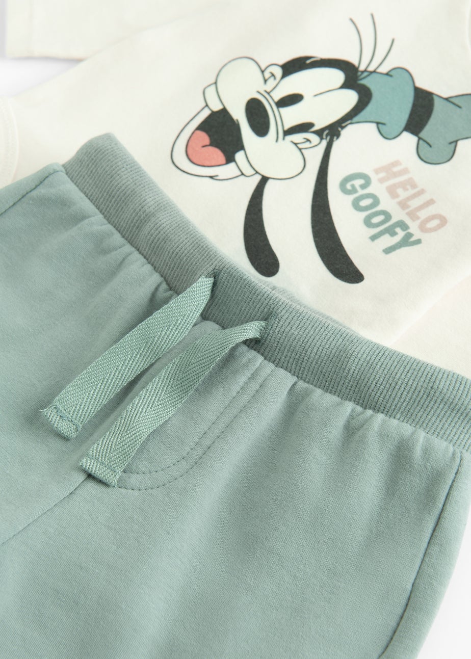 Cool Club Green Goofy Print 2-Piece Bodysuit and Jogger Outfit Set (2-24 mnths)