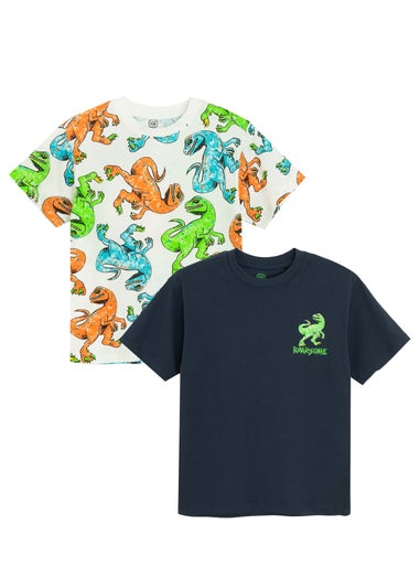 Cool Club White 2-Pack Short Sleeve Dinosaur Printed T-Shirts (3-7 yrs)