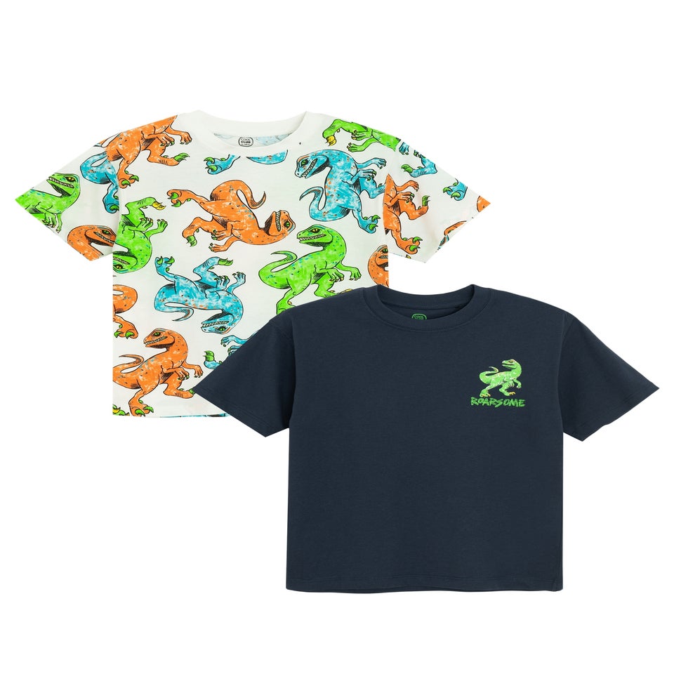 Cool Club White 2-Pack Short Sleeve Dinosaur Printed T-Shirts (3-7 yrs)