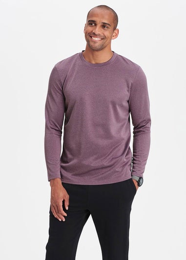 Cotton Traders Washed Plum Breathable Long Sleeve Crew Neck Top