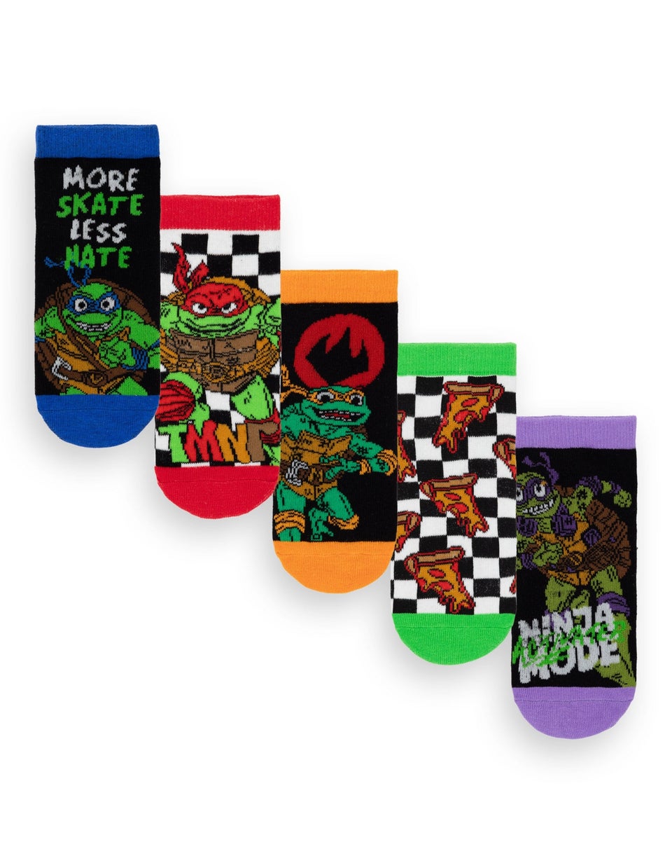 Teenage Mutant Ninja Turtles Boys Calf Socks Set Of 5 (6 Younger - 3.5 Older)