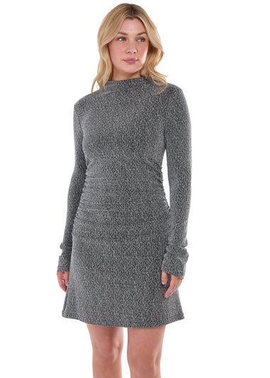 Gini London Grey High Neck Stud Hot Fix Stretchy Mini Dress