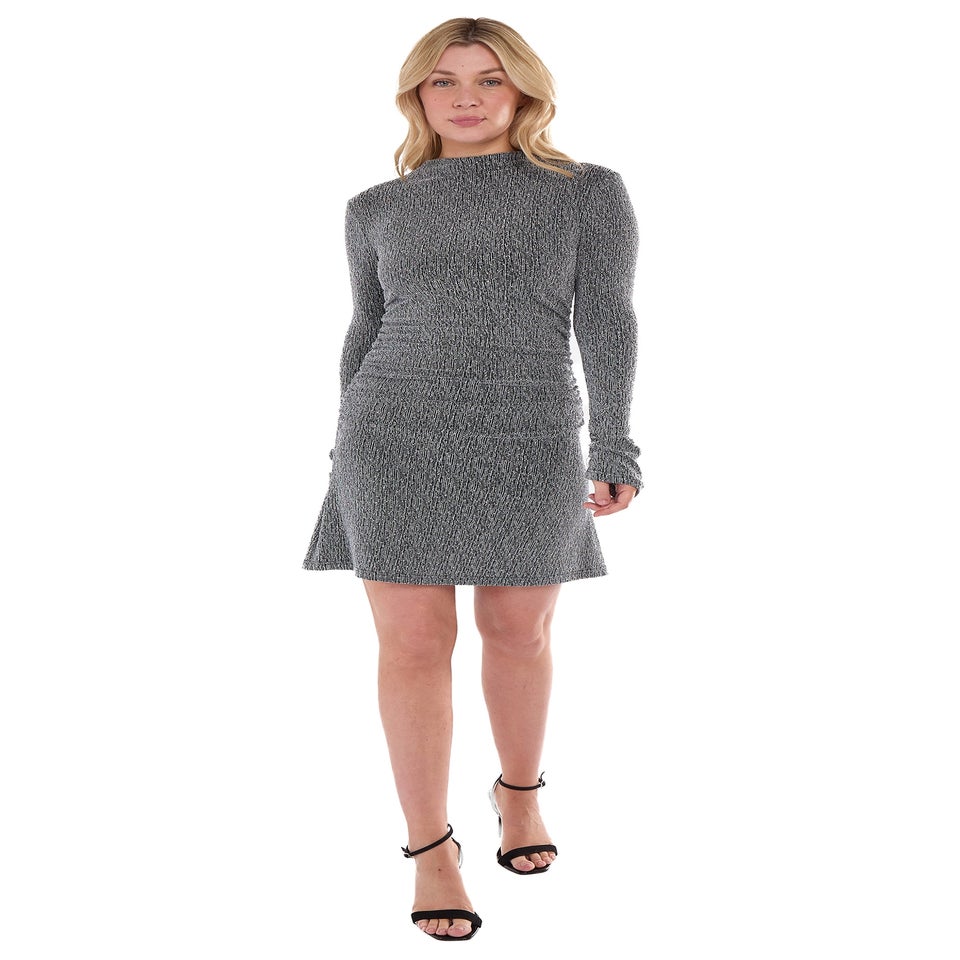 Gini London Grey High Neck Stud Hot Fix Stretchy Mini Dress