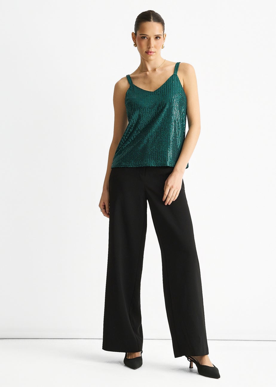 Gini London Green Sequin V Neck Cami Top