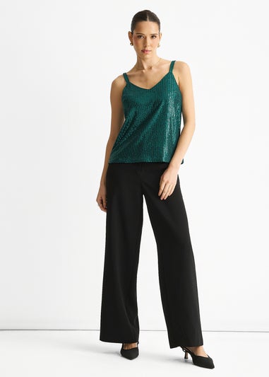 Gini London Green Sequin V Neck Cami Top