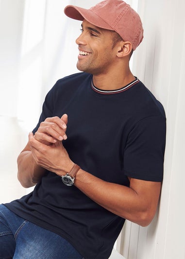 Cotton Traders Midnight Pure Cotton Crew Neck Tipped T-Shirt