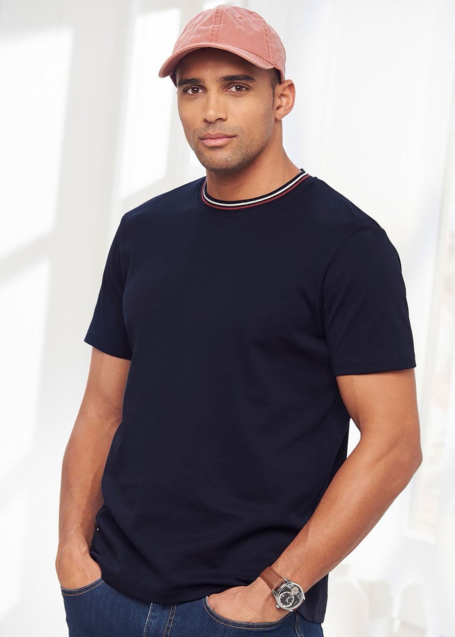 Cotton Traders Midnight Pure Cotton Crew Neck Tipped T-Shirt