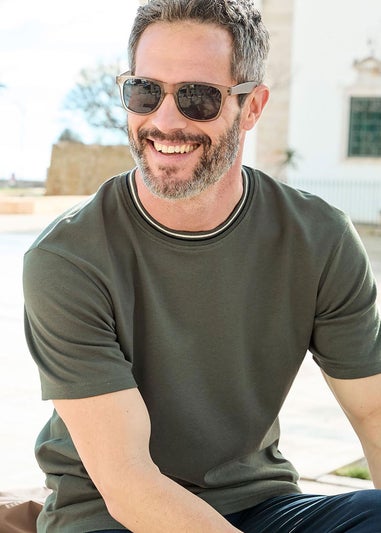 Cotton Traders Everglade Pure Cotton Crew Neck Tipped T-Shirt