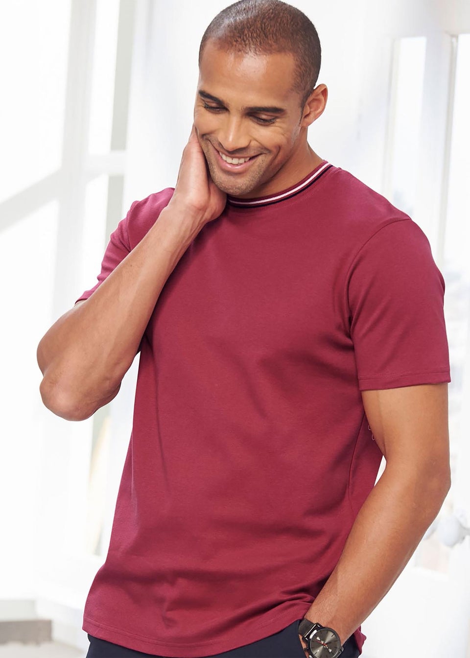 Cotton Traders Sienna Pure Cotton Crew Neck Tipped T-Shirt