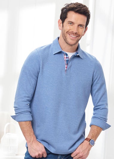 Cotton Traders Blue Frost Brushed Rib Top