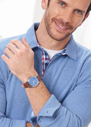 Cotton Traders Blue Frost Brushed Rib Top