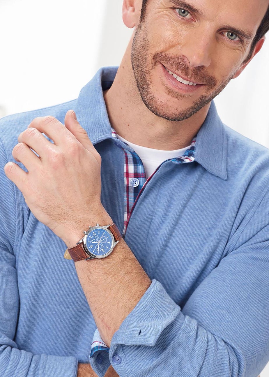 Cotton Traders Blue Frost Brushed Rib Top