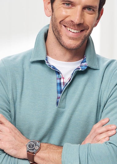 Cotton Traders Duck Egg Brushed Rib Top