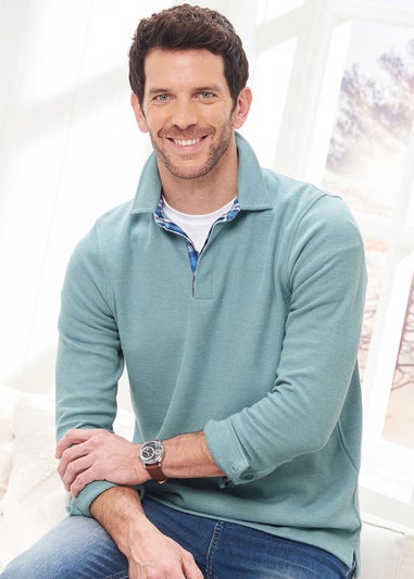 Cotton Traders Duck Egg Brushed Rib Top