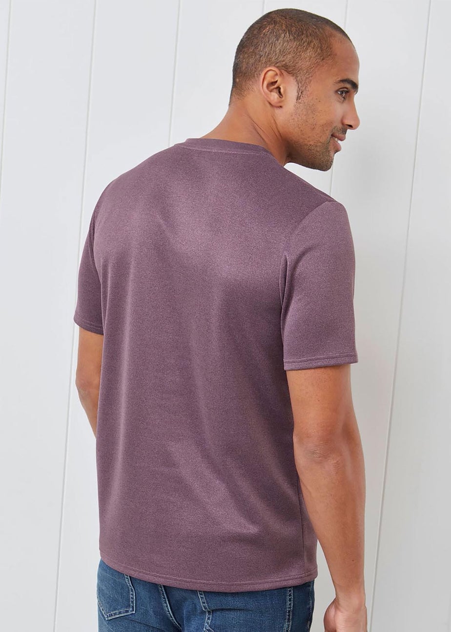Cotton Traders Washed Plum Breathable Short Sleeve V Neck Top