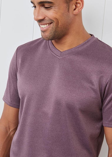 Cotton Traders Washed Plum Breathable Short Sleeve V Neck Top
