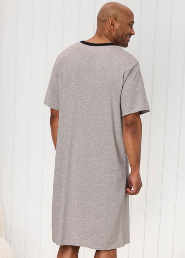 Cotton Traders Grey Marl Cotton Rich Short Sleeve Jersey Nightshirt