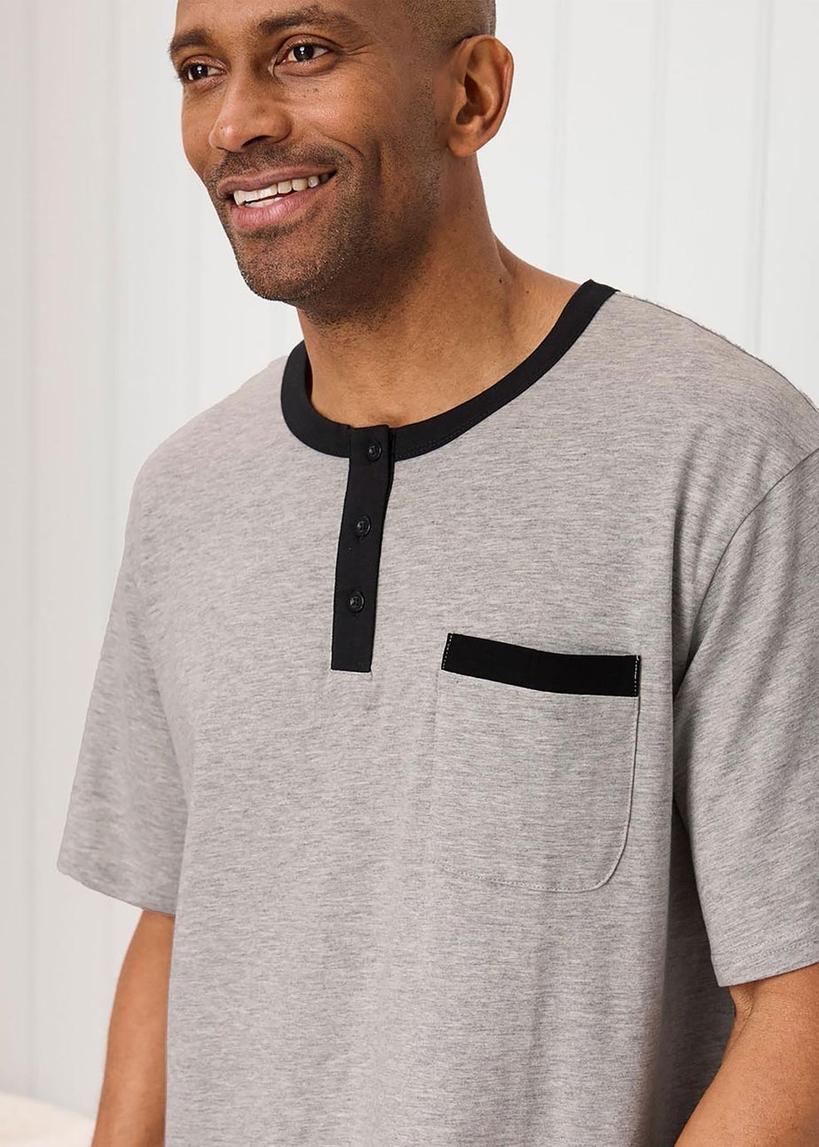Cotton Traders Grey Marl Cotton Rich Short Sleeve Jersey Nightshirt