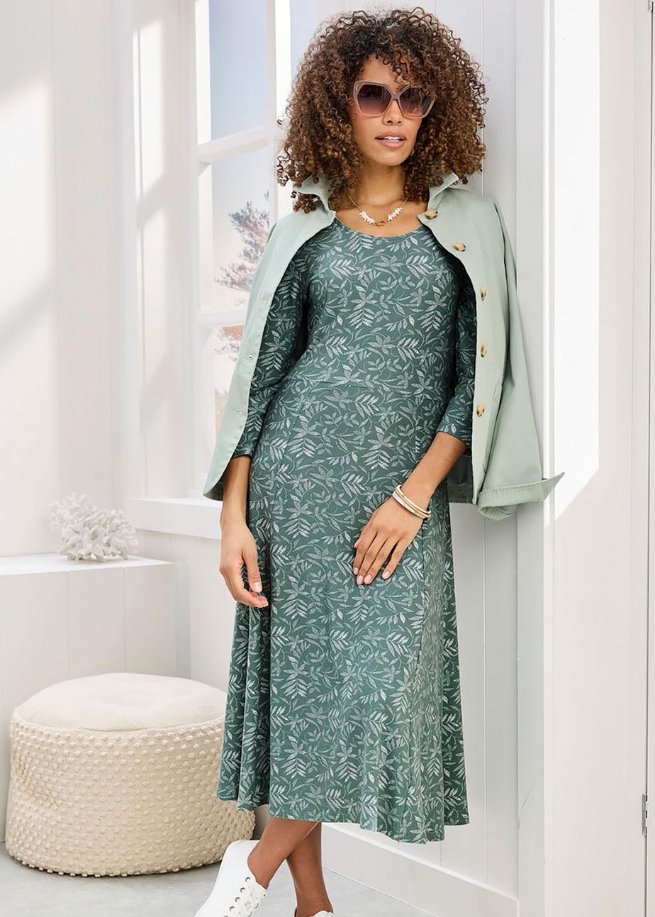 Cotton Traders Everglade Essential Jersey Print Midi Dress