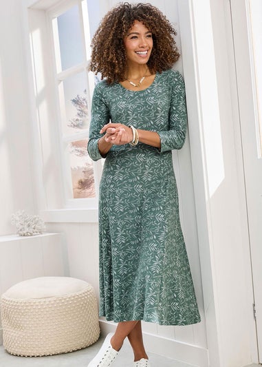 Cotton Traders Everglade Essential Jersey Print Midi Dress