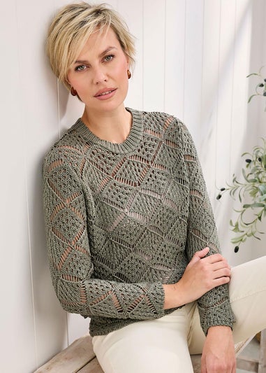 Cotton Traders Pistachio Pointelle Jumper