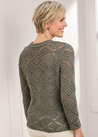 Cotton Traders Pistachio Pointelle Jumper