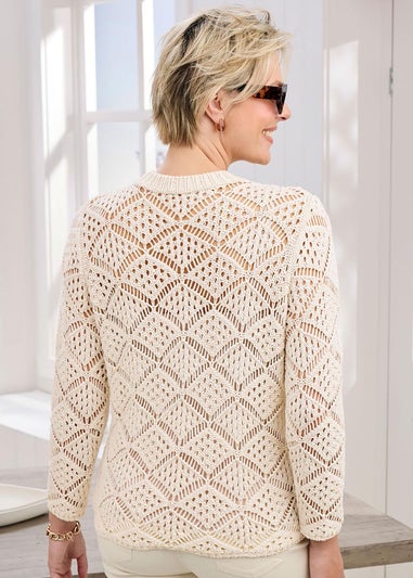 Cotton Traders Cream Pointelle Jumper