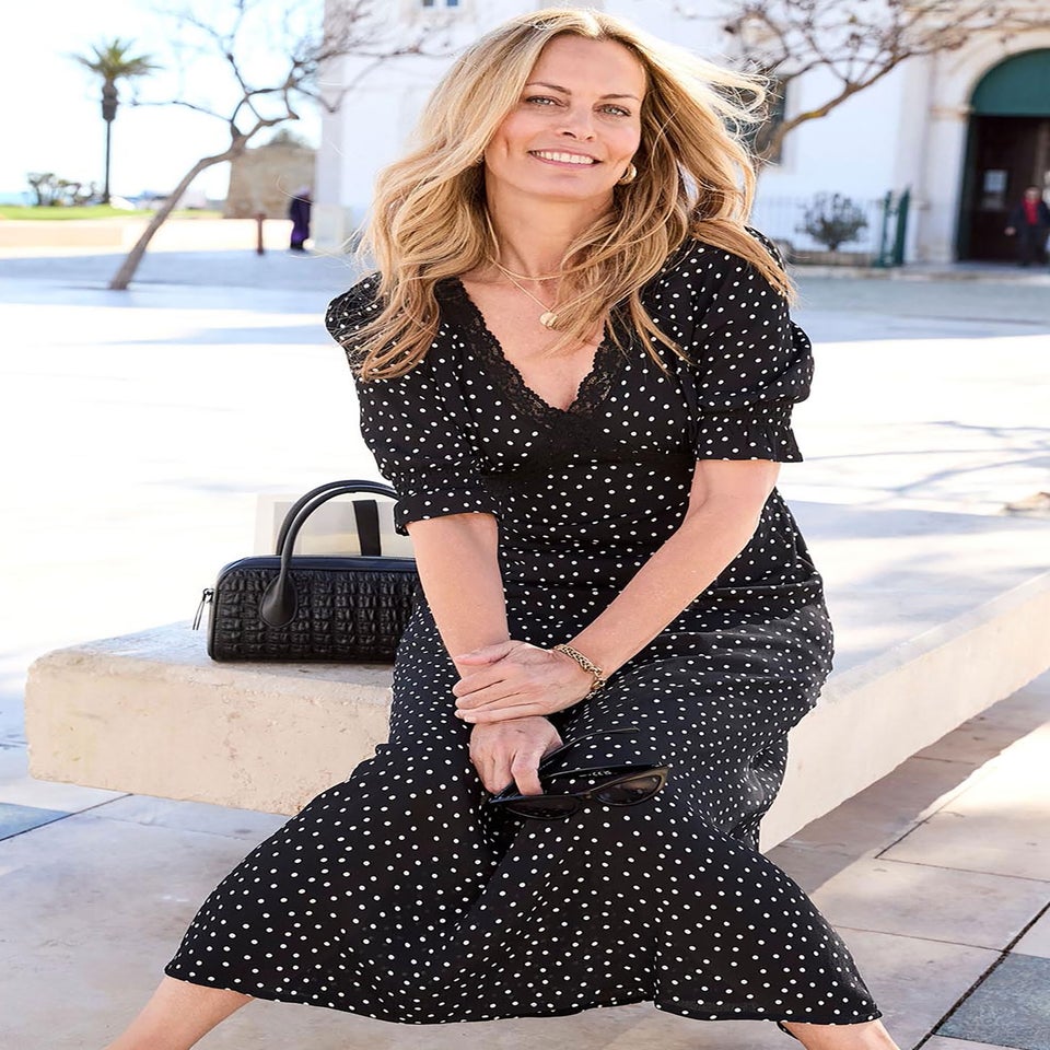 Cotton Traders Black Lace Trim Maxi Dress