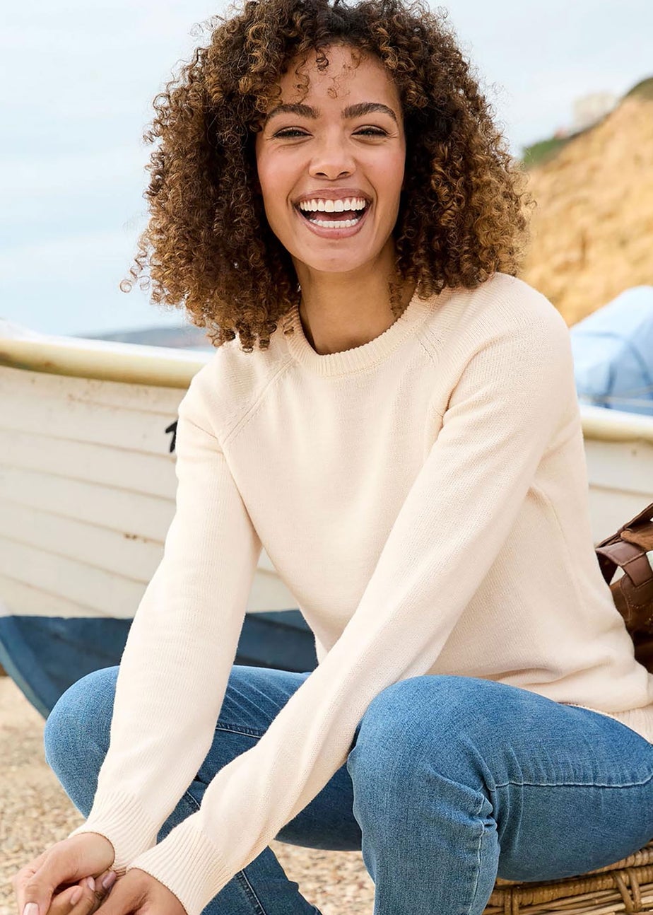 Cotton Traders Cream Cotton Crew Neck Jumper