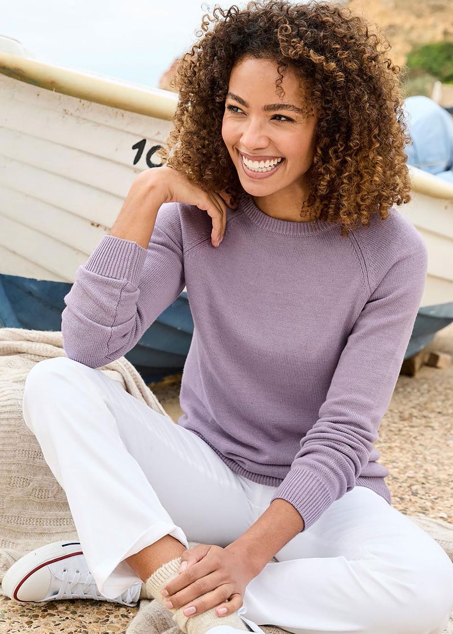 Cotton Traders Light Crocus Cotton Crew Neck Jumper
