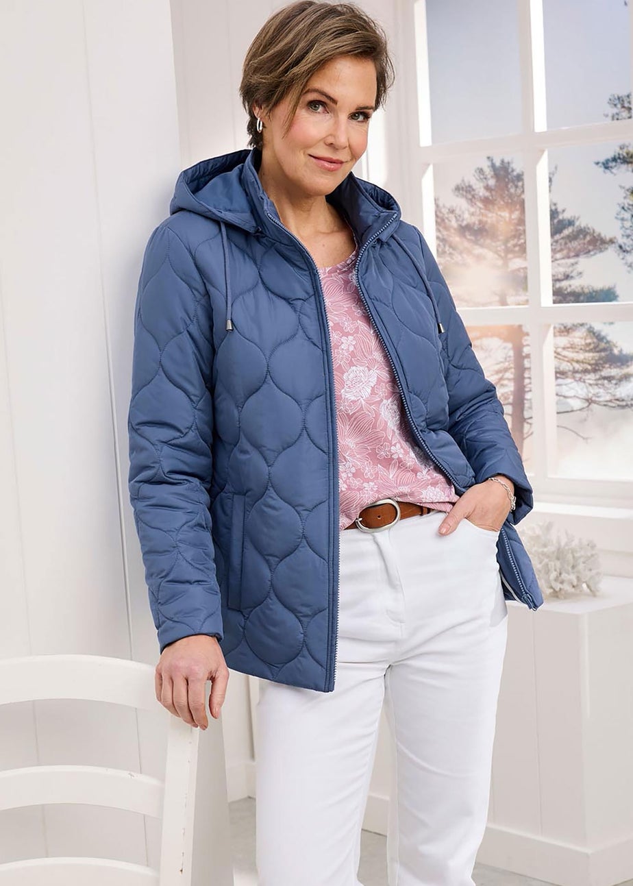 Cotton Traders Mid Blue ShowerProof Quilted Jacket Matalan