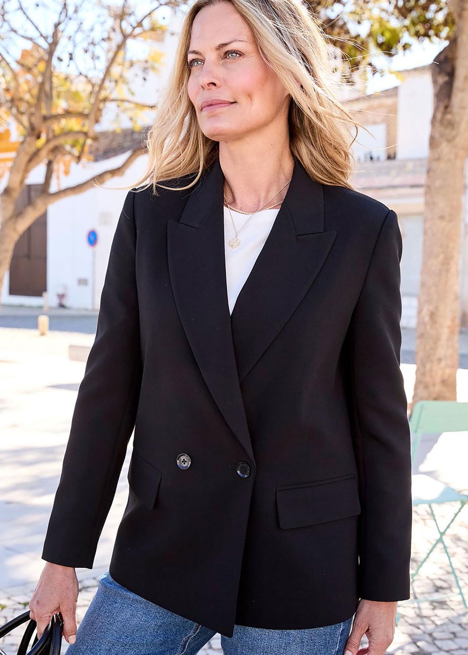 Cotton Traders Black Double Breasted Blazer