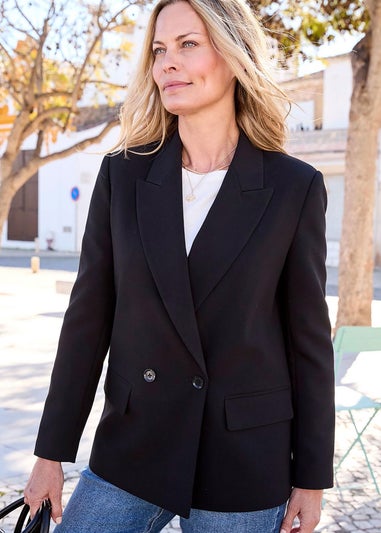 Cotton Traders Black Double Breasted Blazer