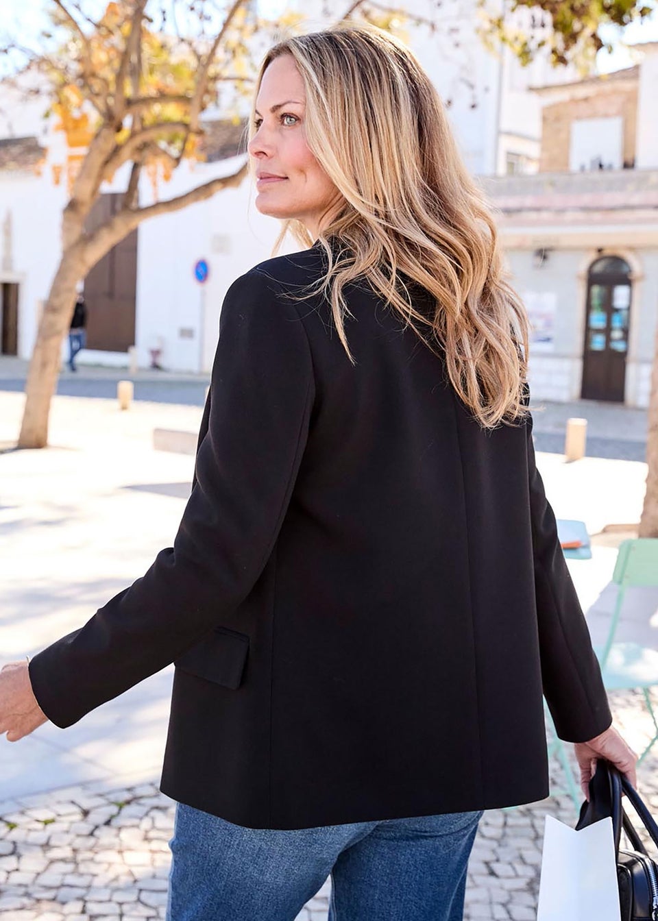 Cotton Traders Black Double Breasted Blazer