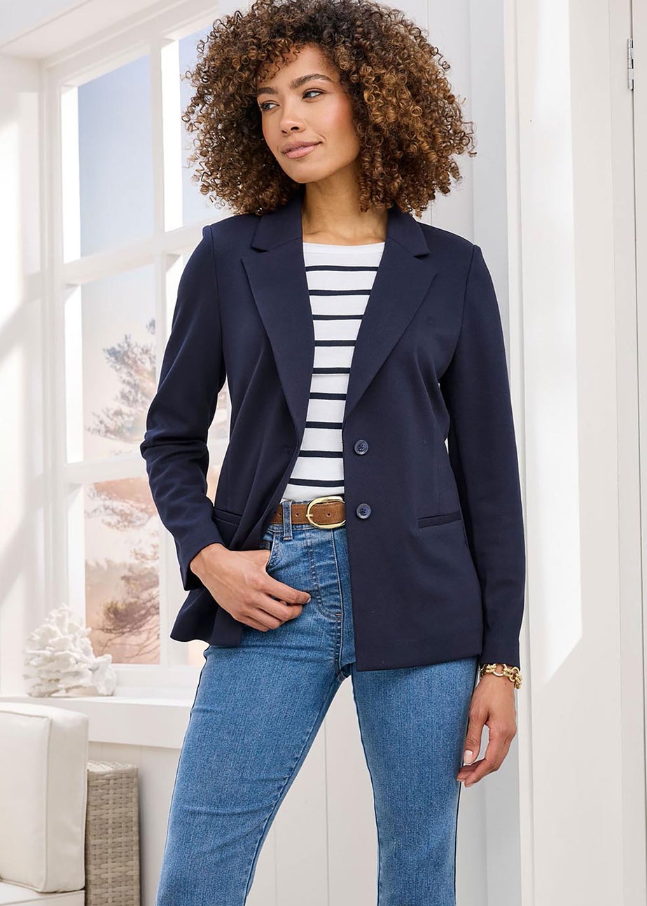 Cotton Traders Navy Jersey Blazer