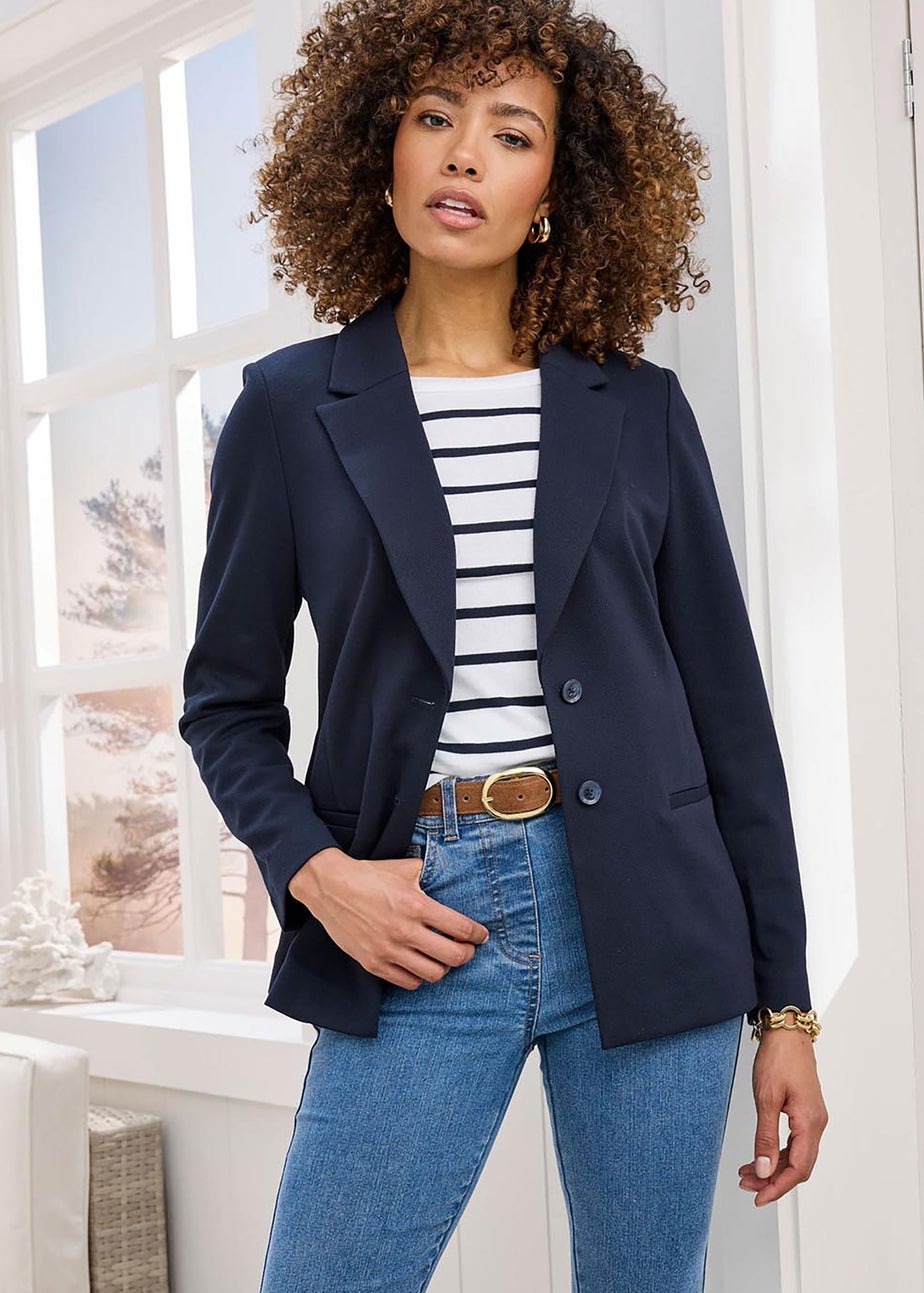 Cotton Traders Navy Jersey Blazer