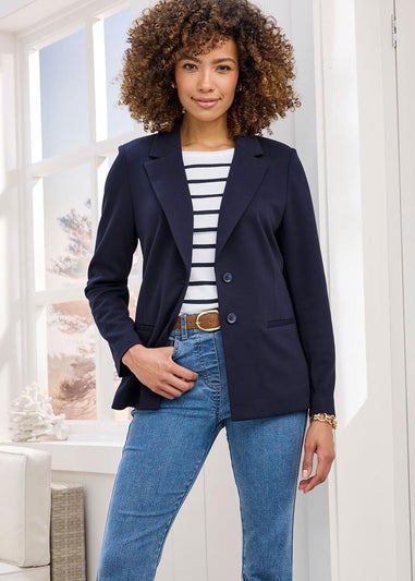 Cotton Traders Navy Jersey Blazer
