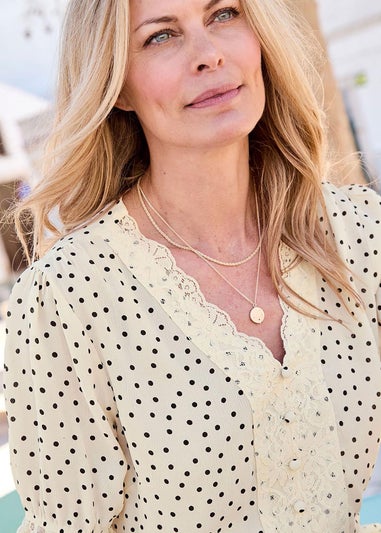 Cotton Traders Cream Lace Trim Blouse