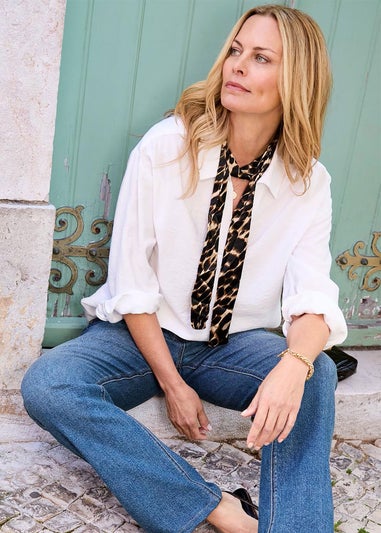 Cotton Traders Cream Long Sleeve Popover Blouse