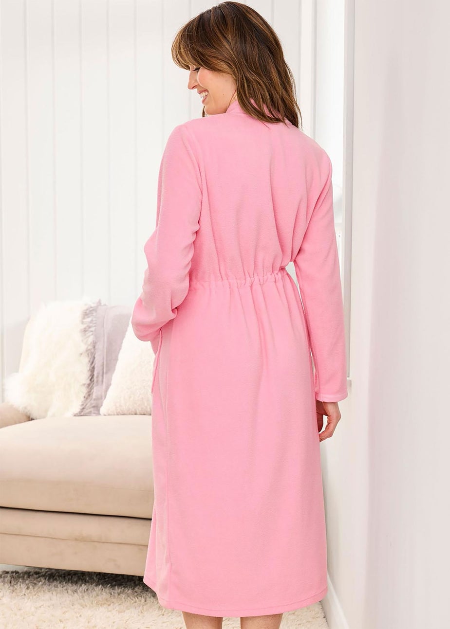 Cotton Traders Sugar Pink Fleece Tie Waist Dressing Gown