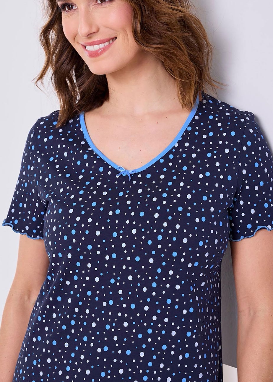 Cotton Traders Navy 2 Pack V-Neck Nightdressess