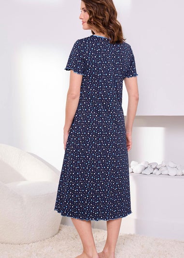 Cotton Traders Navy 2 Pack V-Neck Nightdressess