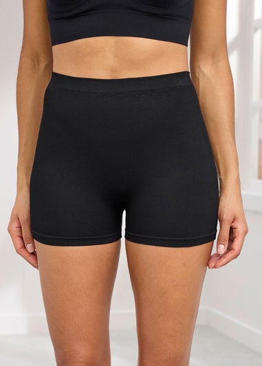 Cotton Traders Black 2 Pack Seam Free Ribbed Shorts