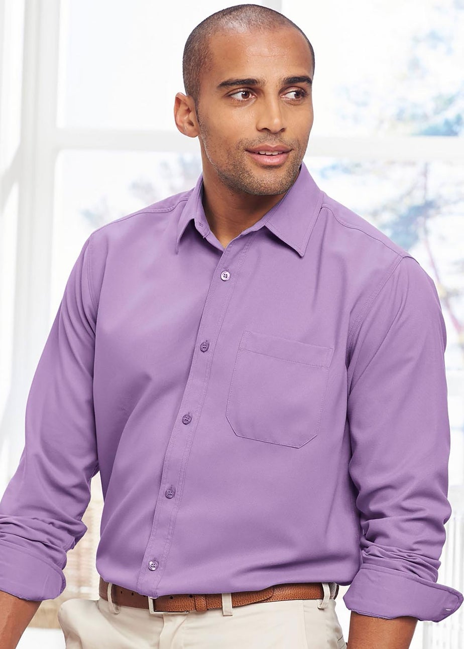 Cotton Traders Dusky Lilac Long Sleeve Classic Soft Touch Plain Shirt