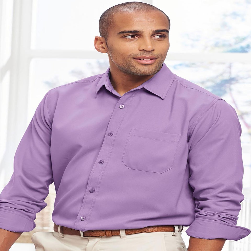 Cotton Traders Dusky Lilac Long Sleeve Classic Soft Touch Plain Shirt