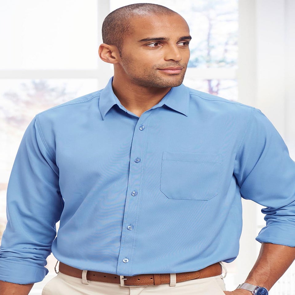 Cotton Traders Cool Blue Long Sleeve Classic Soft Touch Plain Shirt