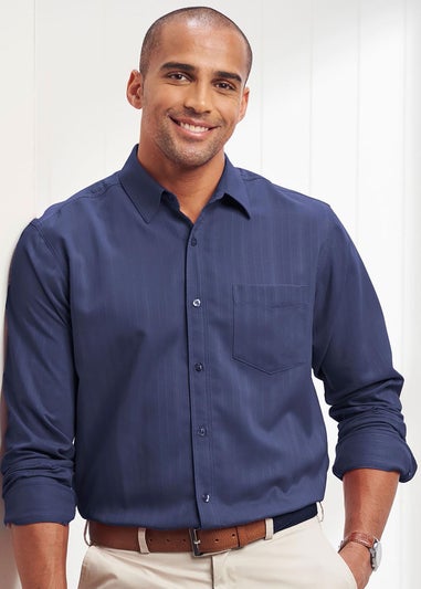 Cotton Traders Blue Moon Long Sleeve Classic Soft Touch Jacquard Shirt